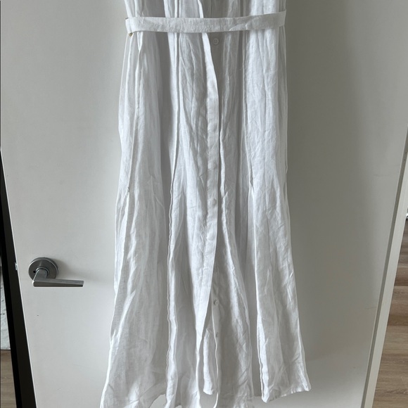 J. Crew White Seamed Linen Midi Dress with Removable Belt Size L - Picture 6 of 12